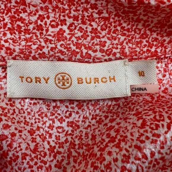 Tory Burch Poppy Floral 100% Silk Jasmine Sleeveless Blouse Size 10 - Picture 5 of 8